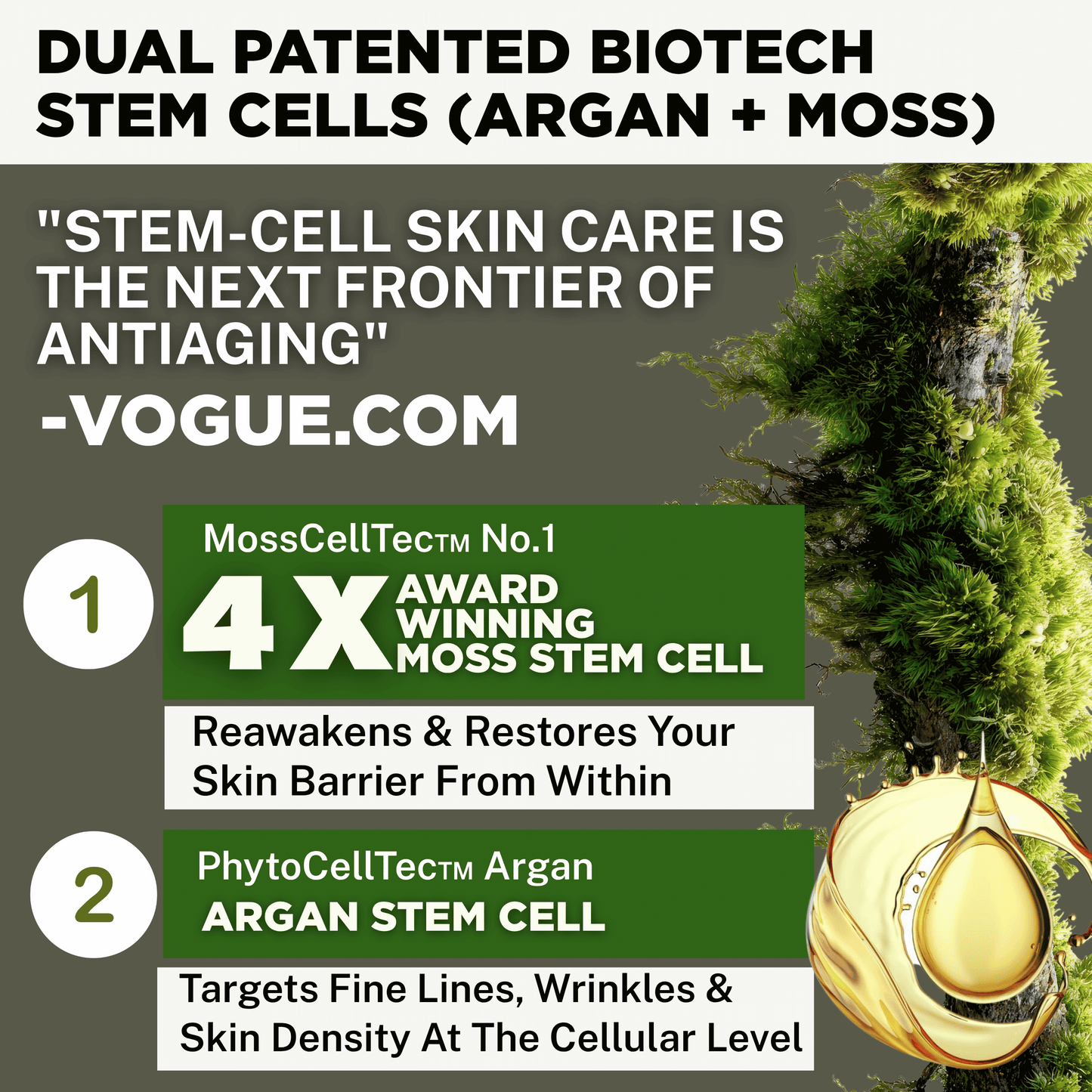 Regenerative Anti Aging Barrier Repair Face Serum for Sensitive Skin - Hydrating Face Moisturizer - Argan Moss Stem Cells - Astaxanthin, Ceramides, Beta Glucan, Squalane - Retinol Alternative - PowerV