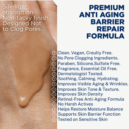 Regenerative Anti Aging Barrier Repair Face Serum for Sensitive Skin - Hydrating Face Moisturizer - Argan Moss Stem Cells - Astaxanthin, Ceramides, Beta Glucan, Squalane - Retinol Alternative - PowerV